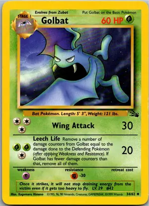 Pokémon-Karte Golbat 34/62 Fossil