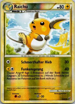 Pokémon-Karte Raichu 33/90 Unerschrocken