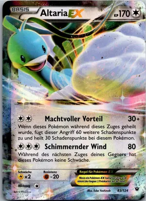 Pokémon-Karte Altaria EX 83/124 Schicksalsschmiede