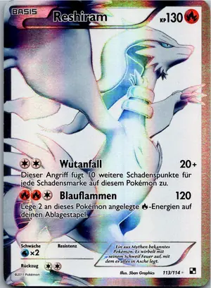 Pokémon-Karte Reshiram 113/114 Schwarz & Weiß