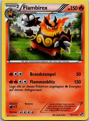 Pokémon-Karte Flambirex 19/114 Schwarz & Weiß