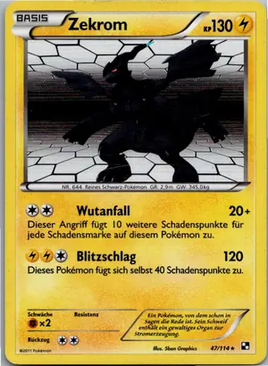 Pokémon-Karte Zekrom 47/114 Schwarz & Weiß