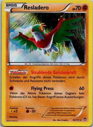Pokémon-Karte Resladero 63/111 Fliegende Fäuste