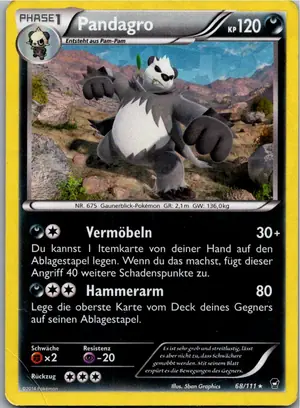 Pokémon-Karte Pandagro 68/111 Fliegende Fäuste