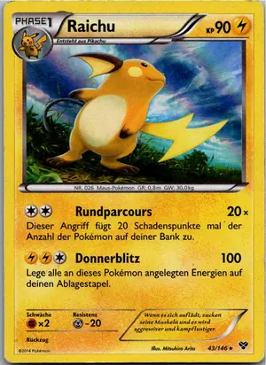 Pokémon-Karte Raichu 43/146 XY