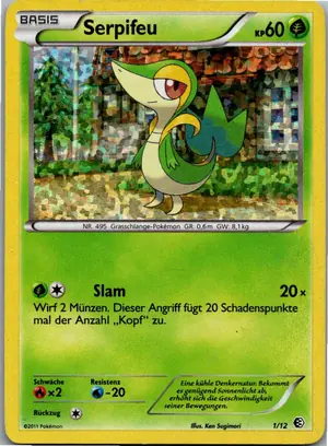 Pokémon-Karte Serpifeu 1/12 McDonald's Collection 2011