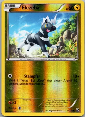 Pokémon-Karte Elezeba 041/114 Schwarz & Weiß