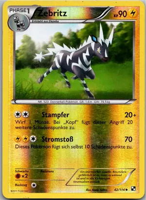 Pokémon-Karte Zebritz 042/114 Schwarz & Weiß