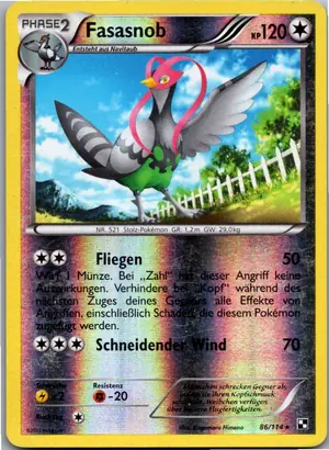 Pokémon-Karte Fasasnob 086/114 Schwarz & Weiß