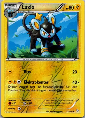 Pokémon-Karte Luxio 33/106 Flammenmeer