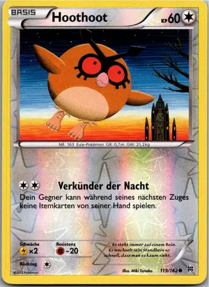 Pokémon-Karte Hoothoot 119/162 TURBOstart