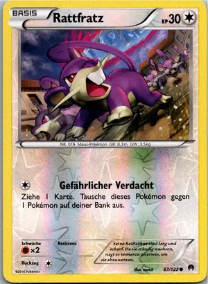 Pokémon-Karte Rattfratz 87/122 TURBOfieber
