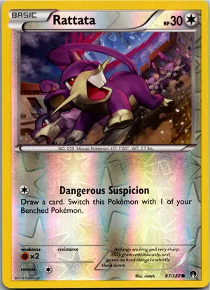 Pokémon-Karte Rattata Rattfratz 87/122 TURBOfieber