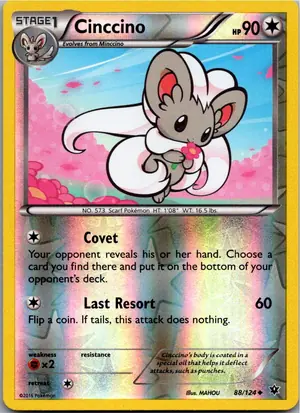 Pokémon-Karte Cinccino Chillabell 88/124 Schicksalsschmiede