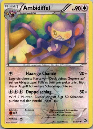 Pokémon-Karte Ambidiffel 91/114 Dampfkessel