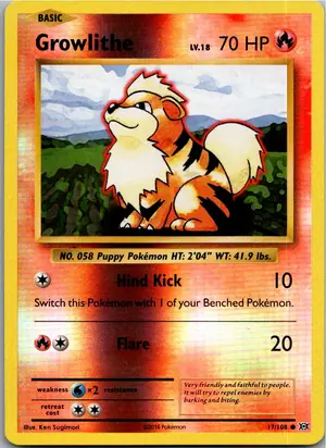 Pokémon-Karte Growlithe Fukano 17/108 Evolution