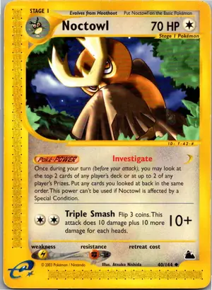 Pokémon-Karte Noctowl Noctuh 40/144 Skyridge