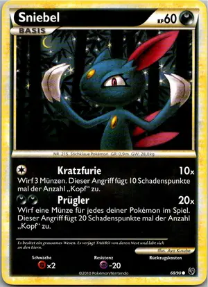 Pokémon-Karte Sniebel 68/90 Unerschrocken