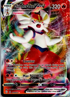 Pokémon-Karte Cinderace VMAX Liberlo VMAX 019/072 Glänzendes Schicksal
