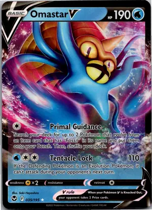 Pokémon-Karte Omastar V Amoroso V 035/195 Silberne Sturmwinde