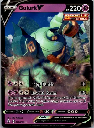 Pokémon-Karte Golurk V Golgantes V 070/203 Drachenwandel