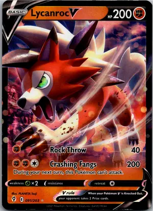 Pokémon-Karte Lycanroc V Lycranroc V 091/203 Drachenwandel