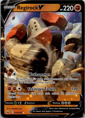 Pokémon-Karte Regirock V 104/202 Schwert & Schild