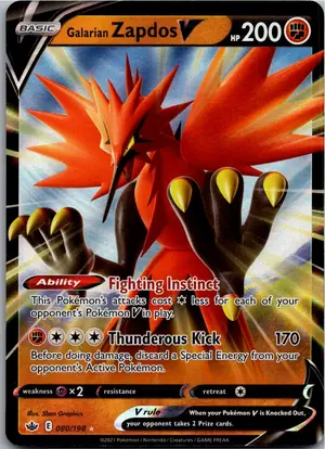 Pokémon-Karte Galarian Zapdos V Zapdos V 080/198 Schaurige Herrschaft
