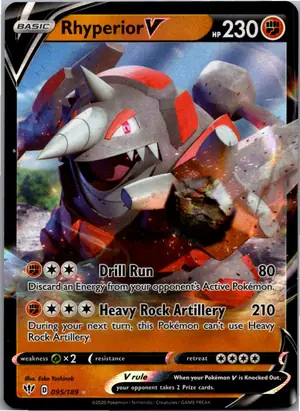 Pokémon-Karte Rhyperior V Rihornior V 095/189 Flammende Finsternis