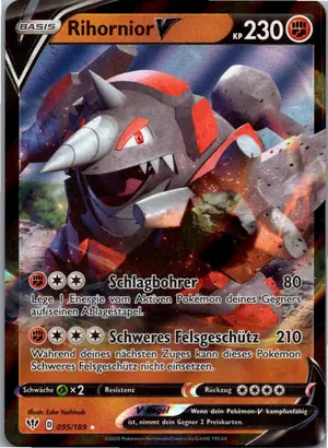 Pokémon-Karte Rihornior V 095/189 Flammende Finsternis