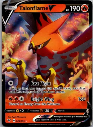 Pokémon-Karte Talonflame V Fiaro V 029/185 Farbenschock
