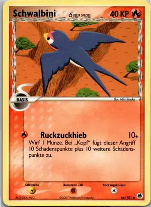 Pokémon-Karte Schwalbini 66/101 EX Dragon Frontiers