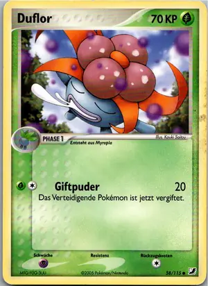 Pokémon-Karte Duflor 58/115 EX Verborgene Mächte
