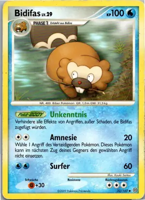 Pokémon-Karte Bidifas 32/100 Sturmtief