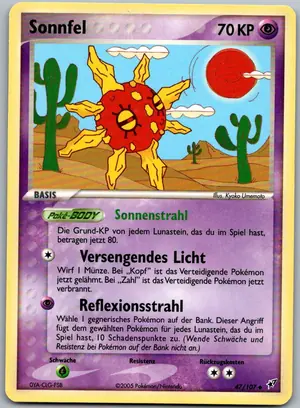 Pokémon-Karte Sonnfel 47/107 EX Deoxys