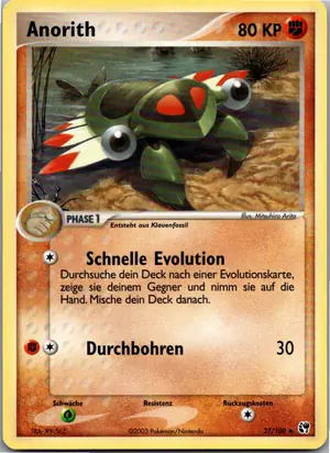 Pokémon-Karte Anorith 27/100 EX Sandsturm
