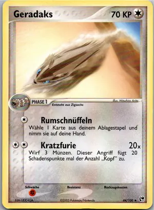 Pokémon-Karte Geradaks 44/100 EX Sandsturm