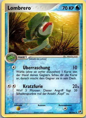 Pokémon-Karte Lombrero 46/100 EX Sandsturm