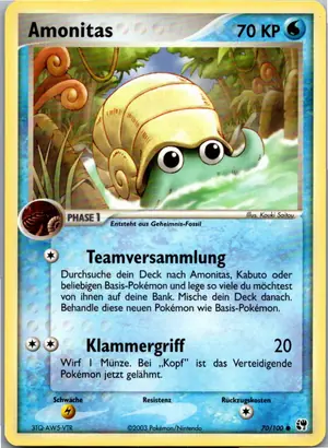 Pokémon-Karte Amonitas 70/100 EX Sandsturm