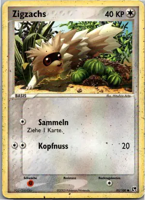 Pokémon-Karte Zigzachs 85/100 EX Sandsturm