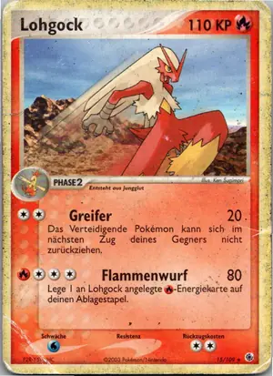 Pokémon-Karte Lohgock 15/109 EX Rubin & Saphir