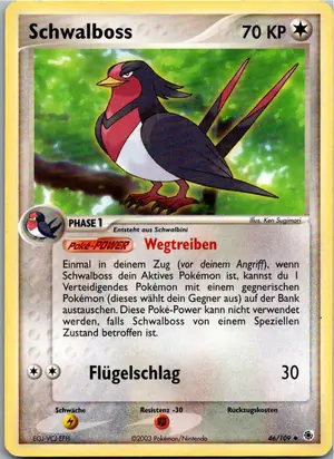Pokémon-Karte Schwalboss 46/109 EX Rubin & Saphir