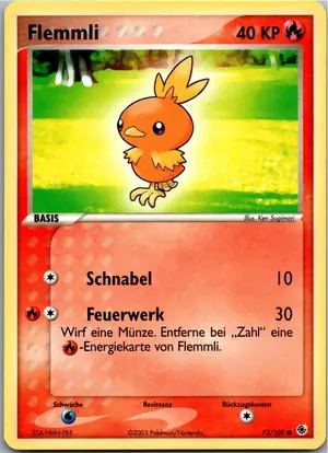 Pokémon-Karte Flemmli 73/109 EX Rubin & Saphir