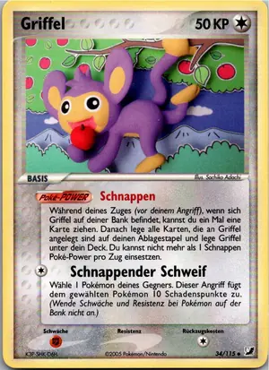 Pokémon-Karte Griffel 34/115 EX Verborgene Mächte