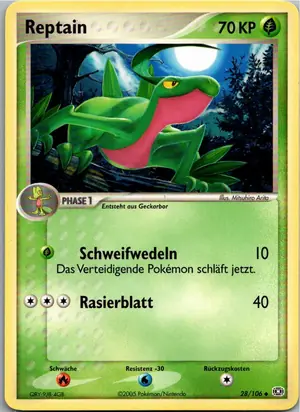 Pokémon-Karte Reptain 28/106 EX Smaragd
