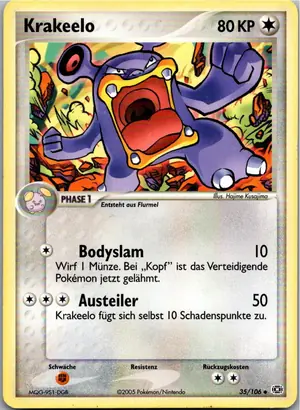 Pokémon-Karte Krakeelo 35/106 EX Smaragd