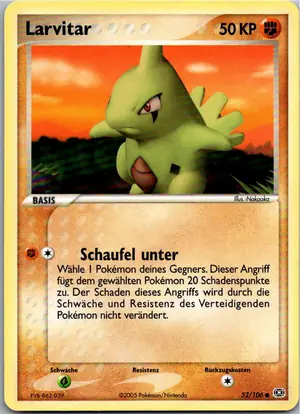 Pokémon-Karte Larvitar 52/106 EX Smaragd