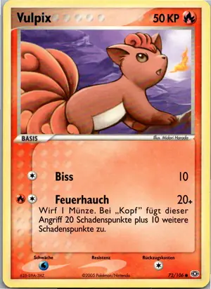Pokémon-Karte Vulpix 72/106 EX Smaragd