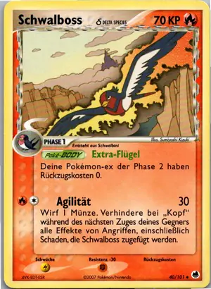 Pokémon-Karte Schwalboss 40/101 EX Dragon Frontiers