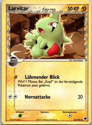 Pokémon-Karte Larvitar 52/101 EX Dragon Frontiers